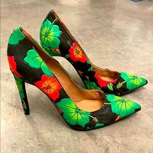 Jeffrey Campbell handmade hand tooled leather Floral Women's Heels - Multicolor